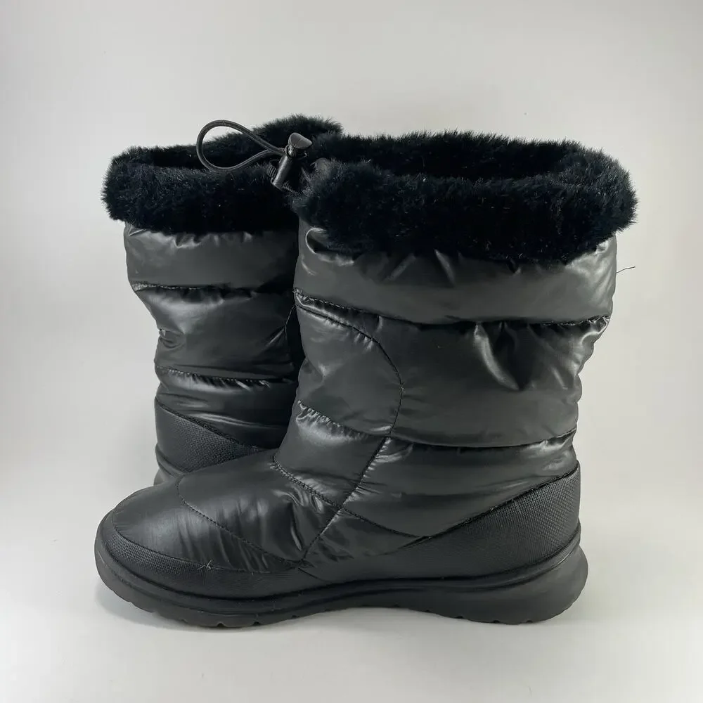The North Face Nuptse Boots Womens 10 Goose Down Winter Snow Fur Black 616273